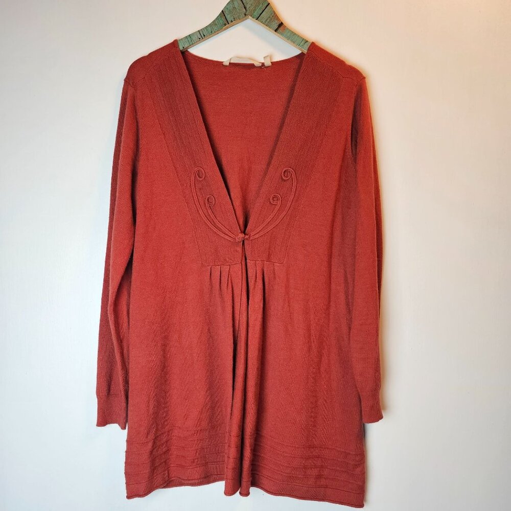 Soft Surroundings Autumn Orange Long Waisted Soft Knit Cardigan, Sz L - Picture 2 of 7